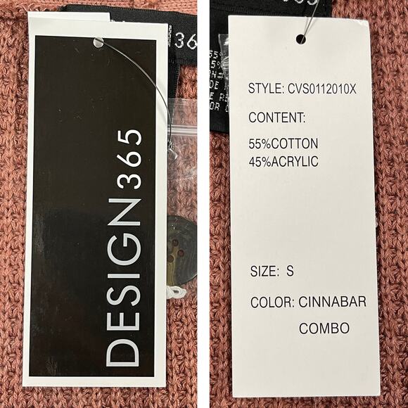 Design 365 Nordstrom Waffle-Knit Cardigan Sz S New Button Front Tie-Dye Brown - Picture 8 of 10